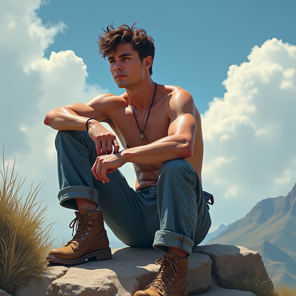 Male Model Muscular Digital Art AI Fantasy - 574A