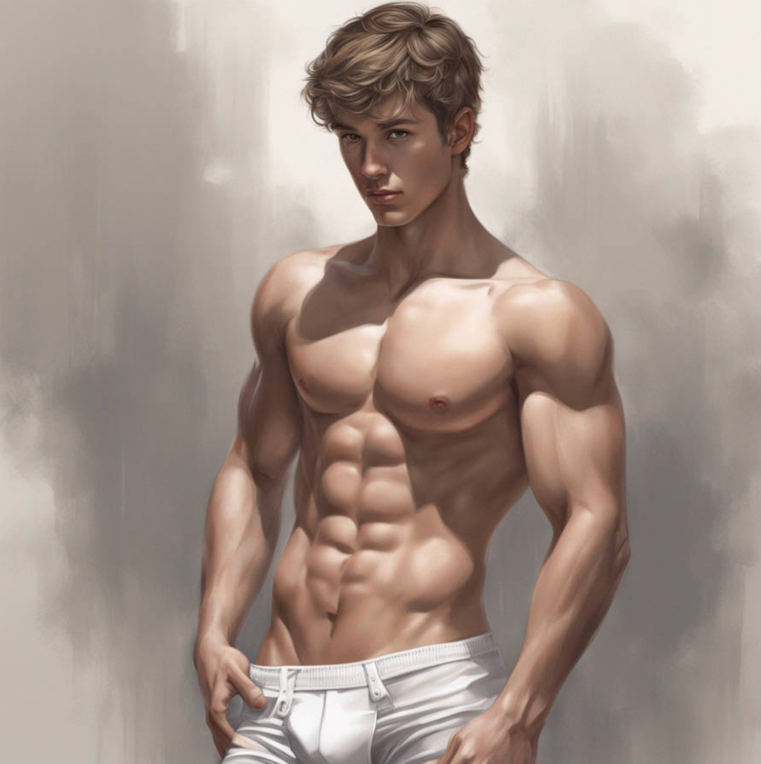 Male Model Muscular Digital Art AI Fantasy - 667A
