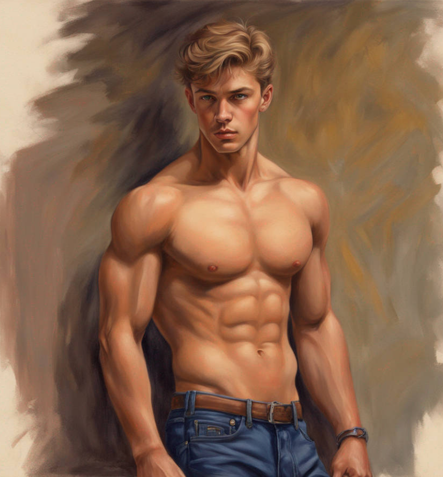 Male Model Muscular Digital Art AI Fantasy - 695A
