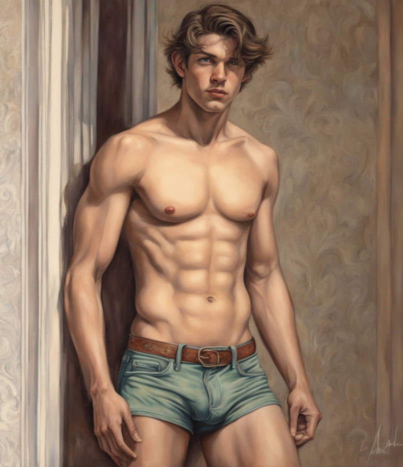 Male Model Muscular Digital Art AI Fantasy - 697A