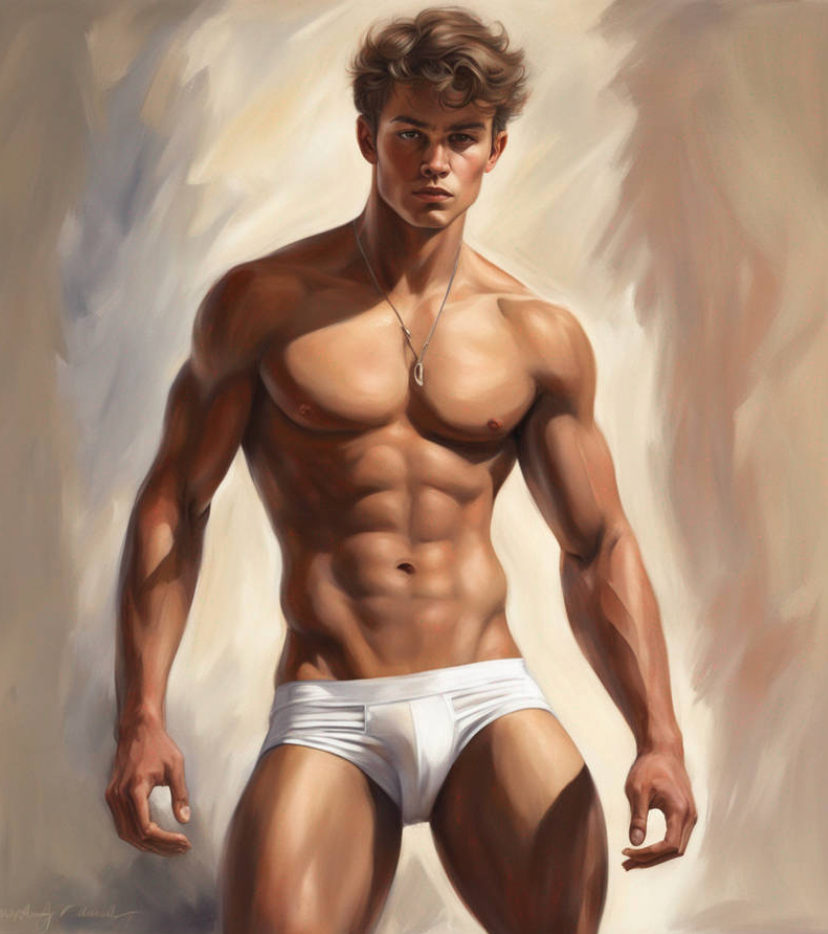 Male Model Muscular Digital Art AI Fantasy - 699A