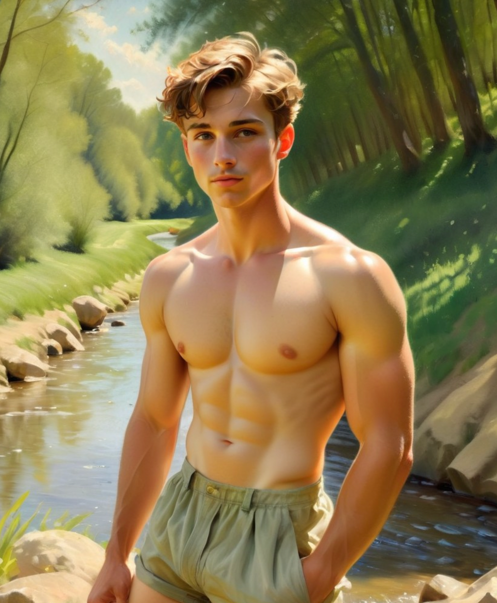 Male Model Muscular Digital Art AI Fantasy - 796A