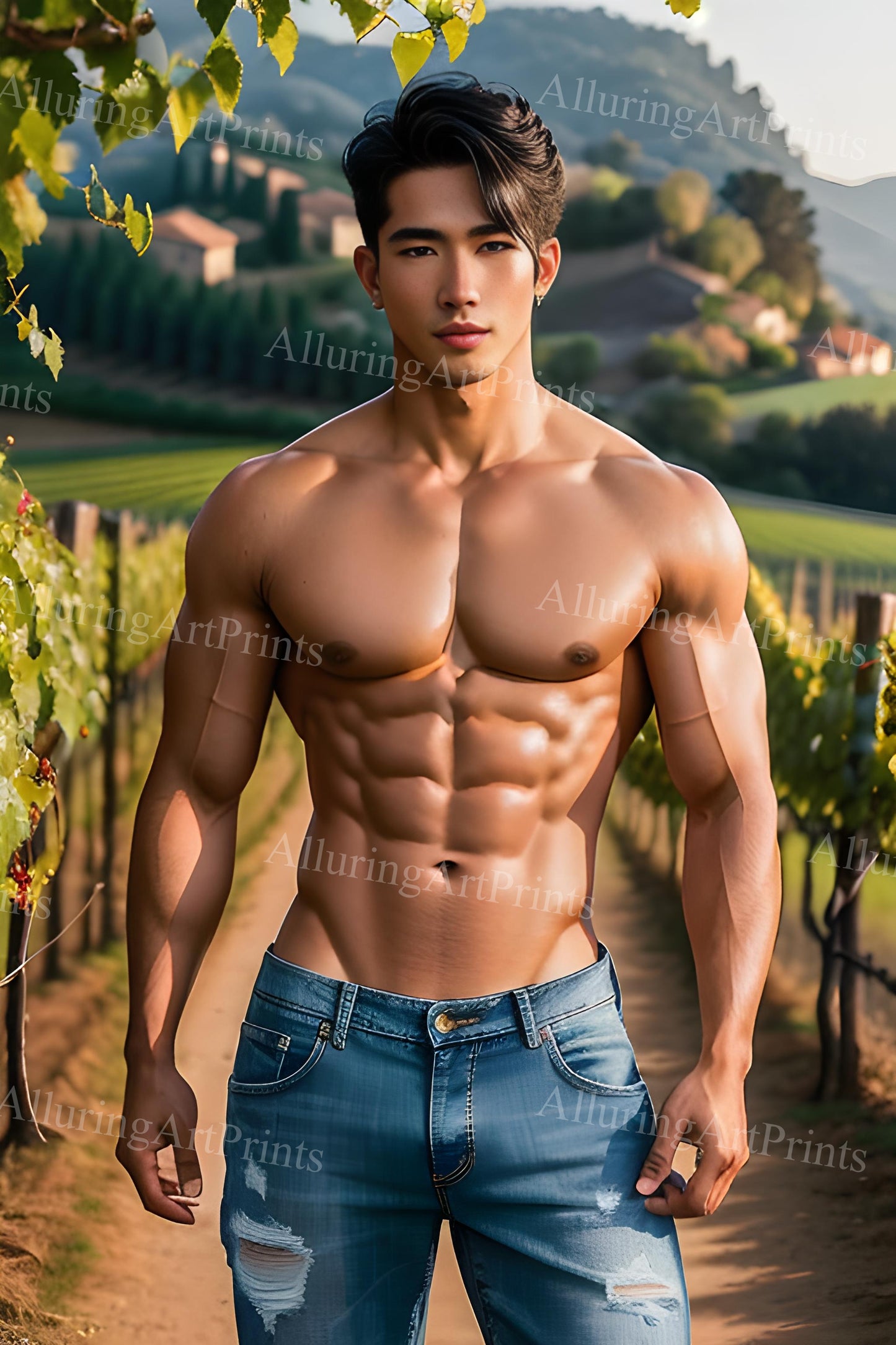 Male Model Muscular Digital Art AI Fantasy - 100A
