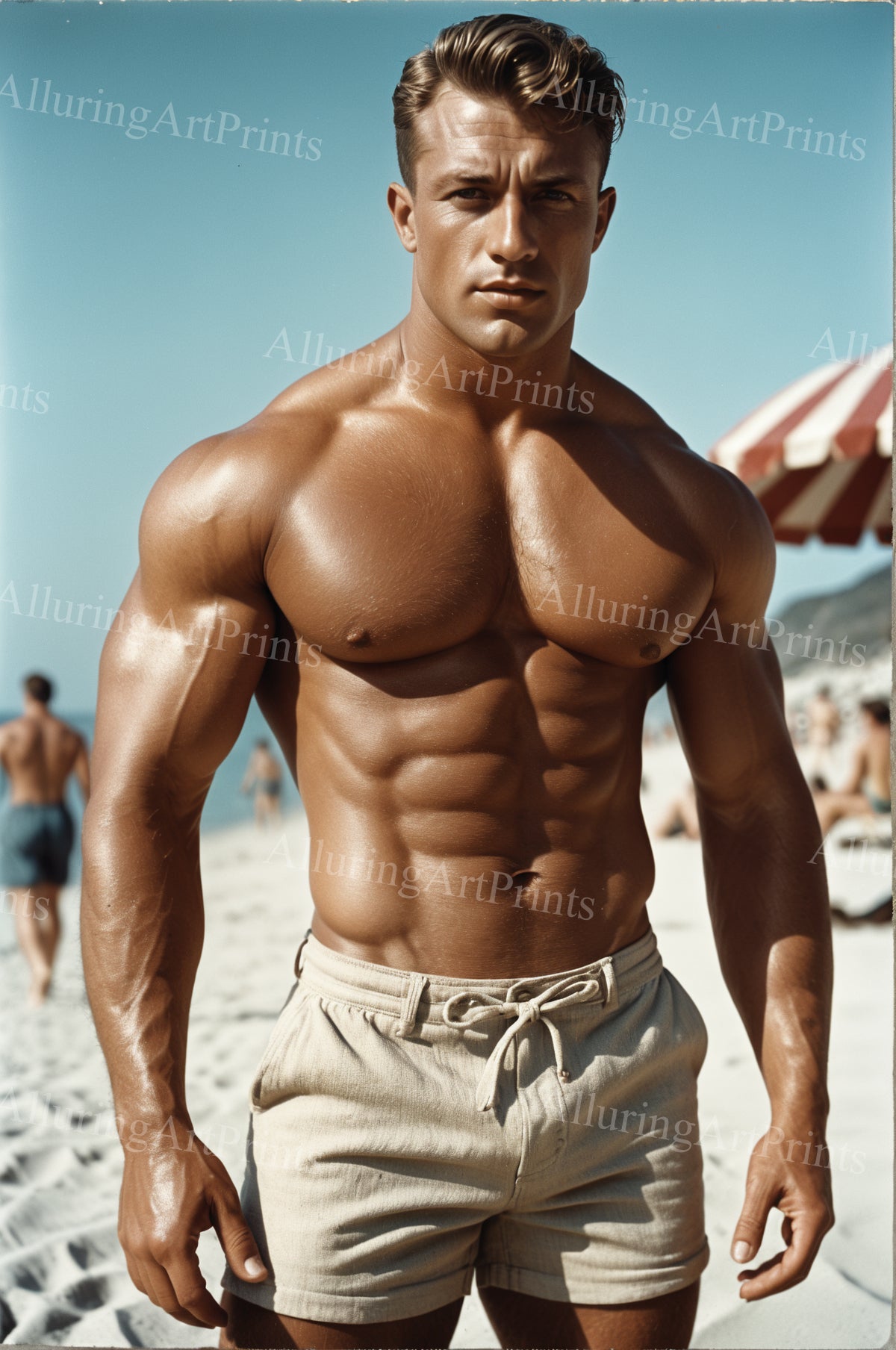 Male Model Muscular Digital Art AI Fantasy - 107A
