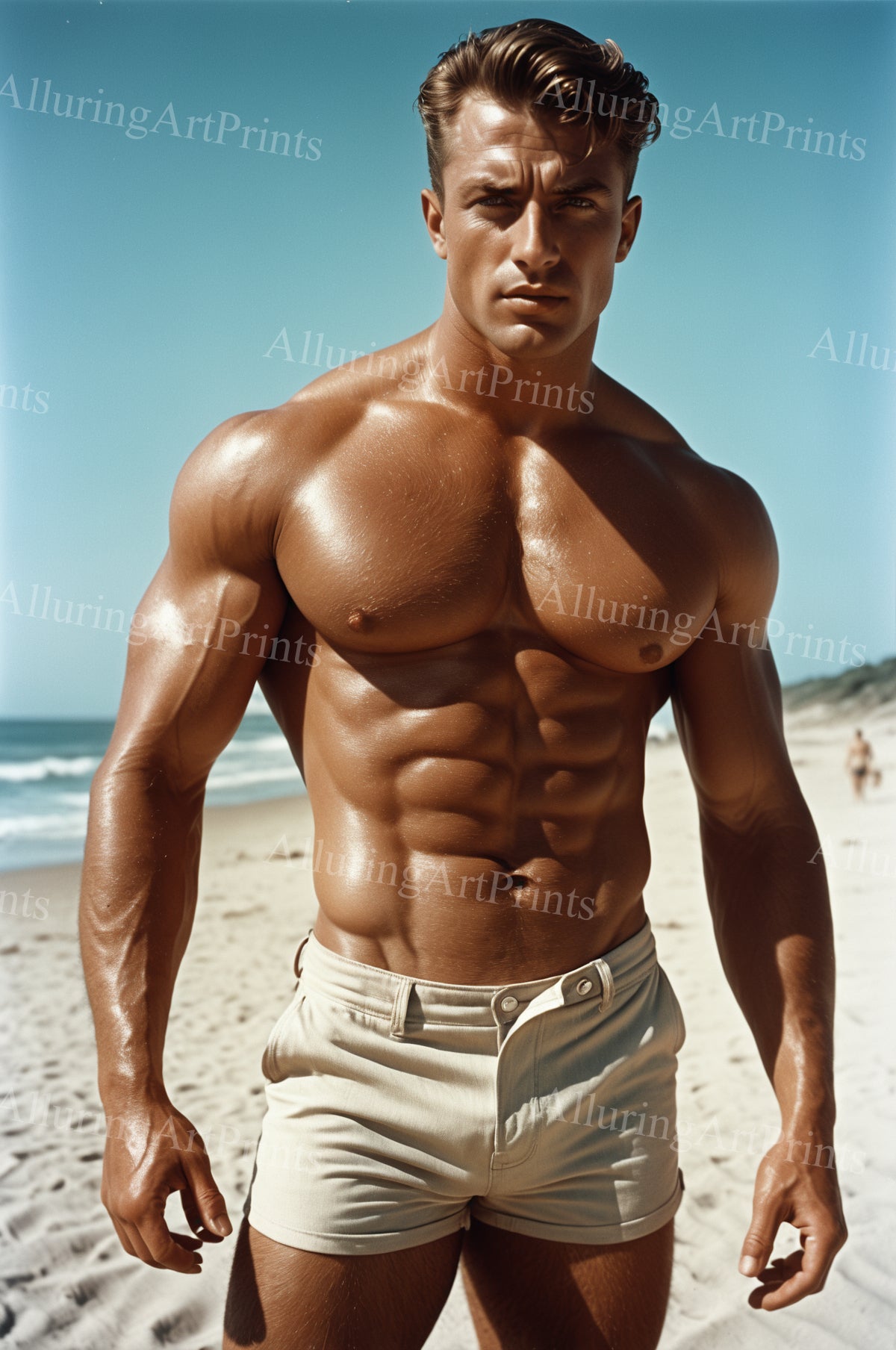 Male Model Muscular Digital Art AI Fantasy - 109A