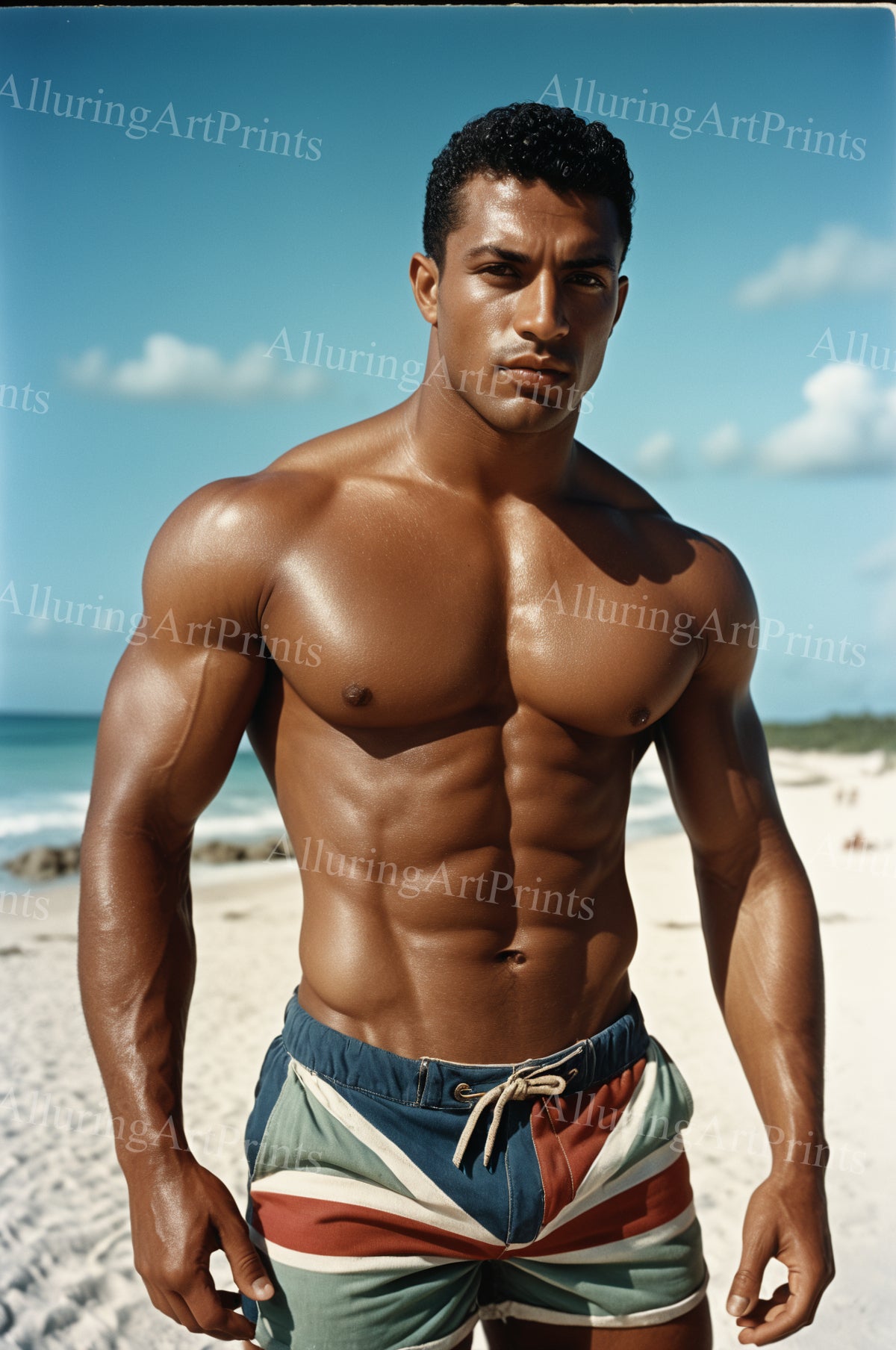 Male Model Muscular Digital Art AI Fantasy - 110A