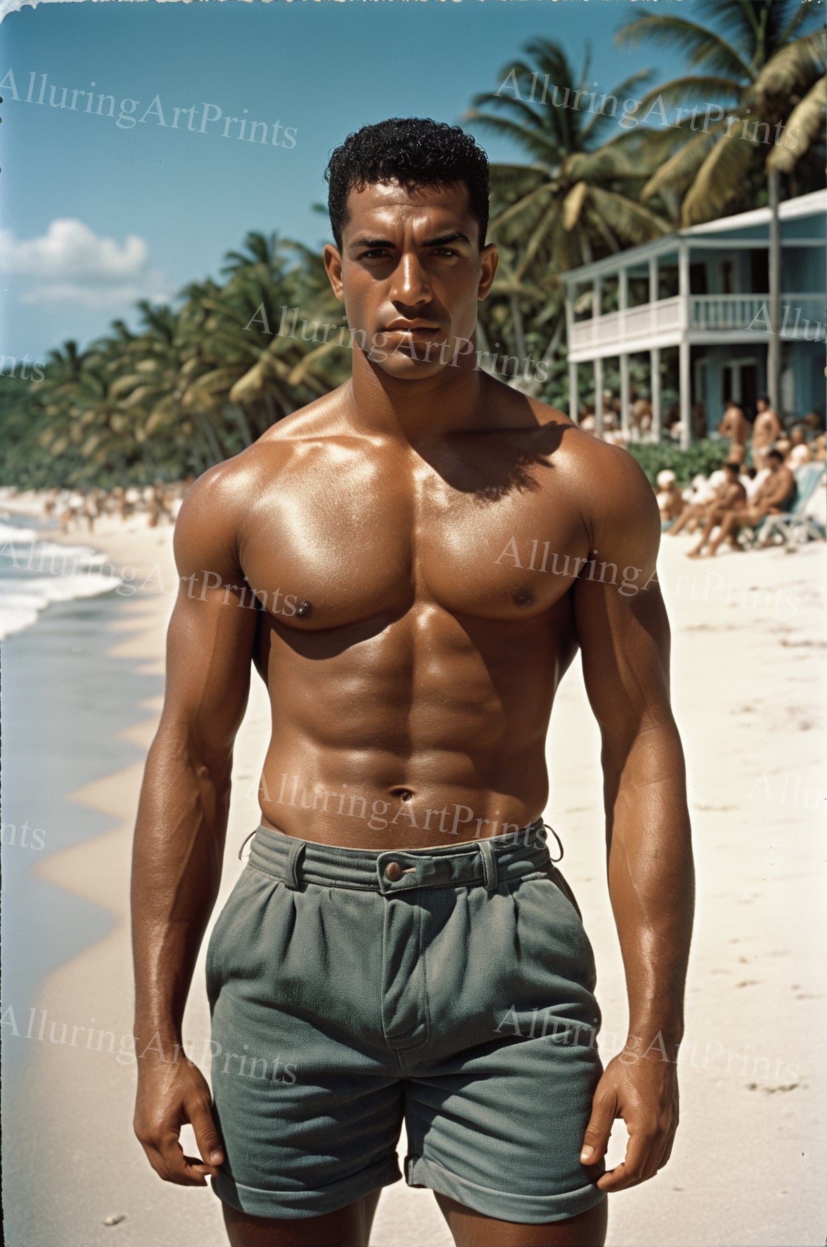 Male Model Muscular Digital Art AI Fantasy - 112A