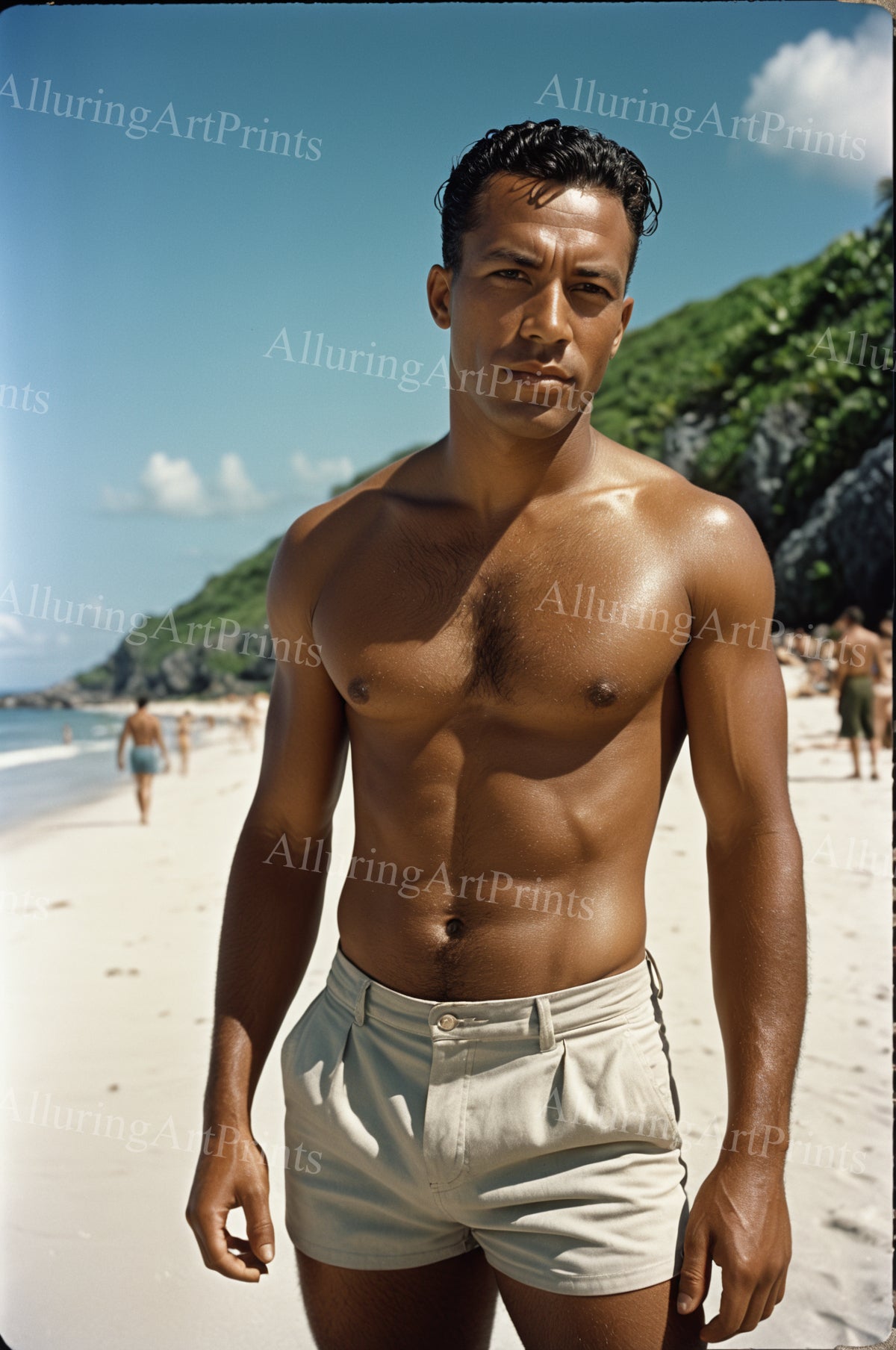 Male Model Muscular Digital Art AI Fantasy - 116A