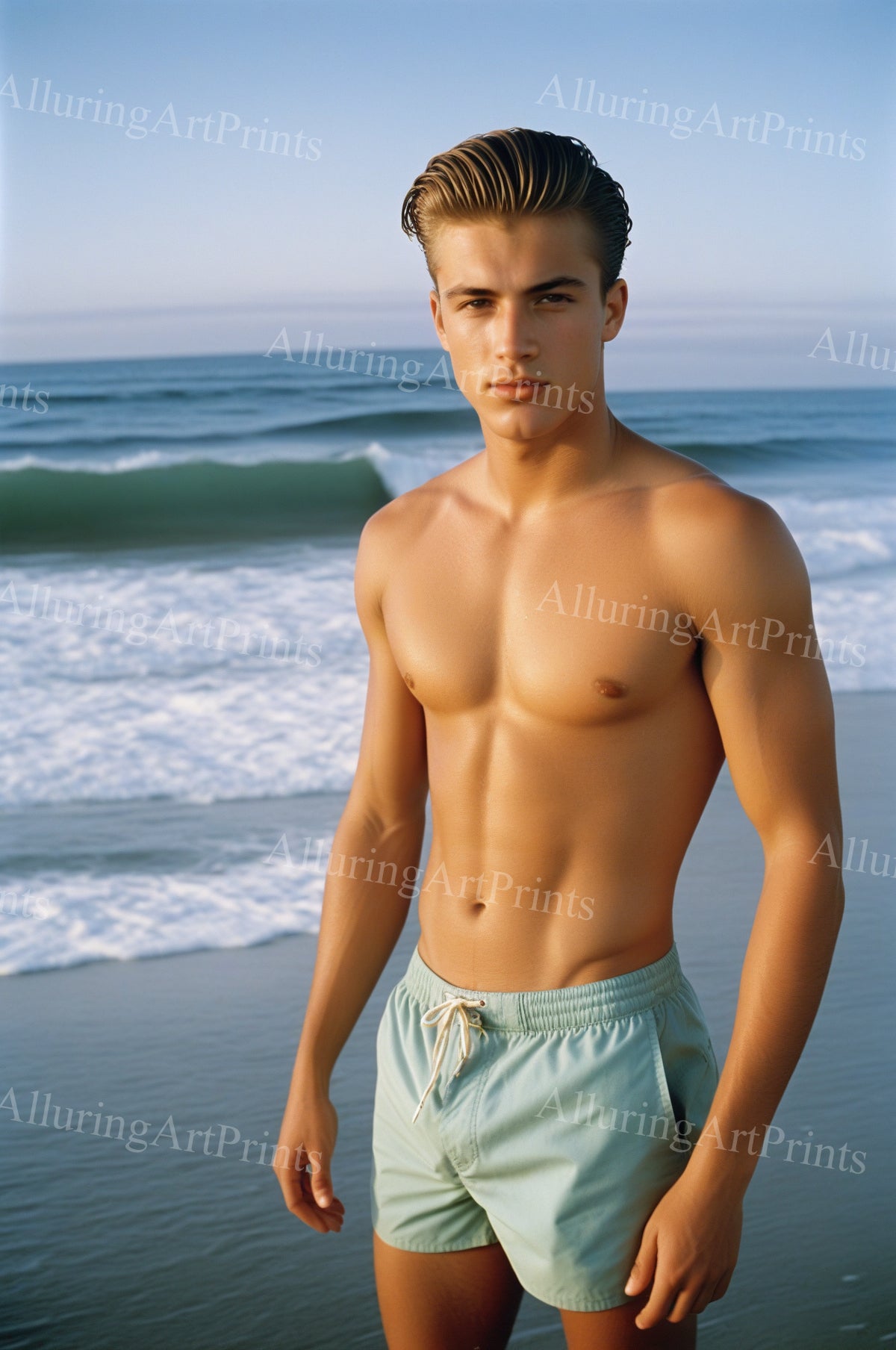 Male Model Muscular Digital Art AI Fantasy - 122A