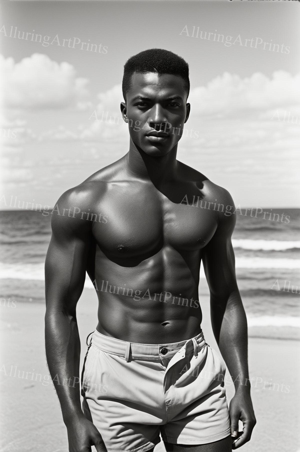Black Male Model Muscular Digital Art AI Fantasy - 125A