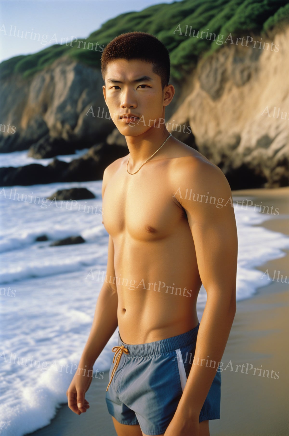 Male Model Muscular Digital Art AI Fantasy - 130A