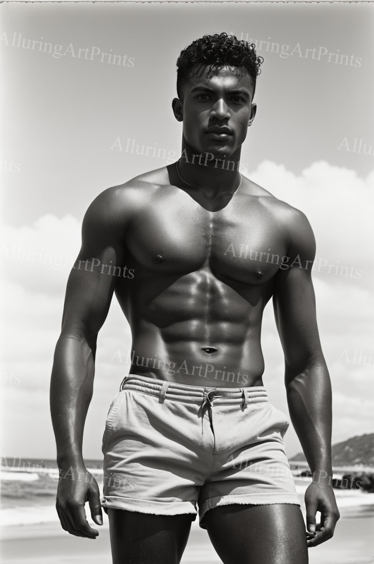 Male Model Muscular Digital Art AI Fantasy - 131A