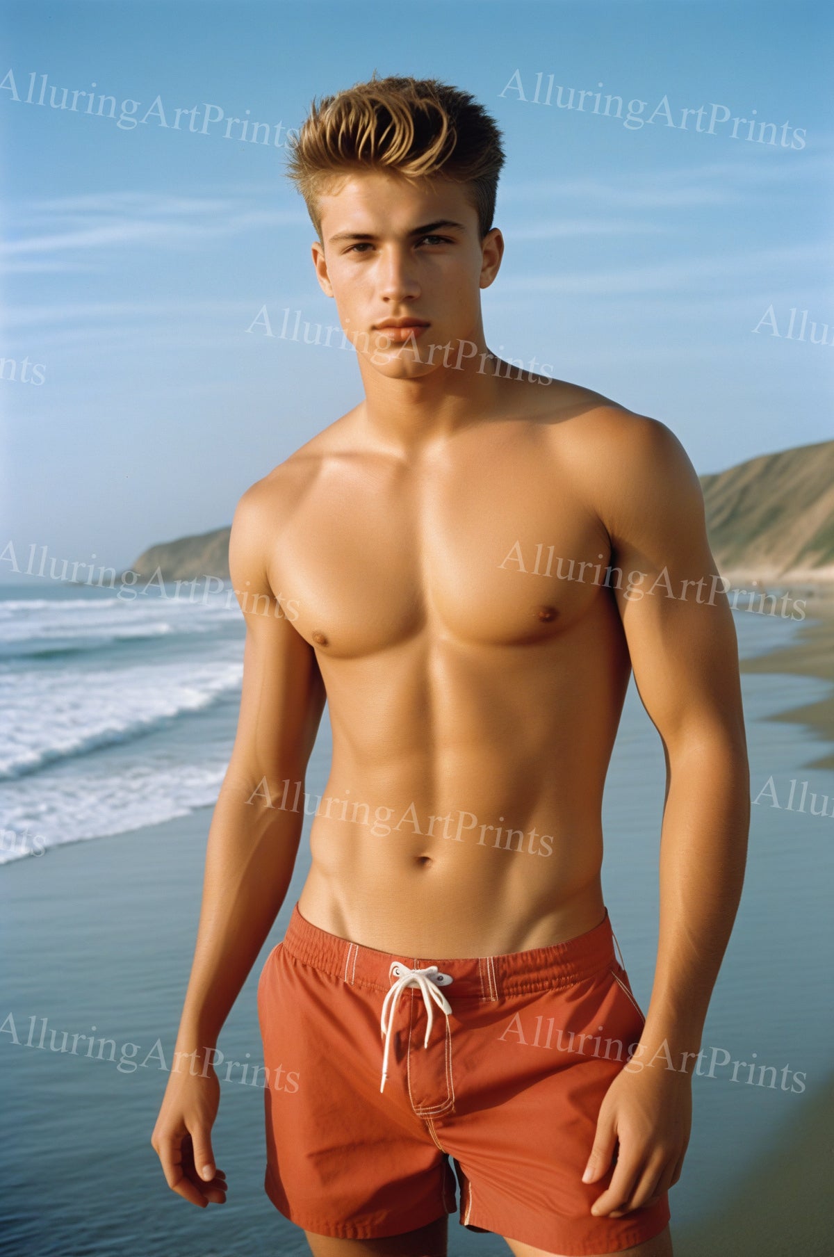 Male Model Muscular Digital Art AI Fantasy - 134A