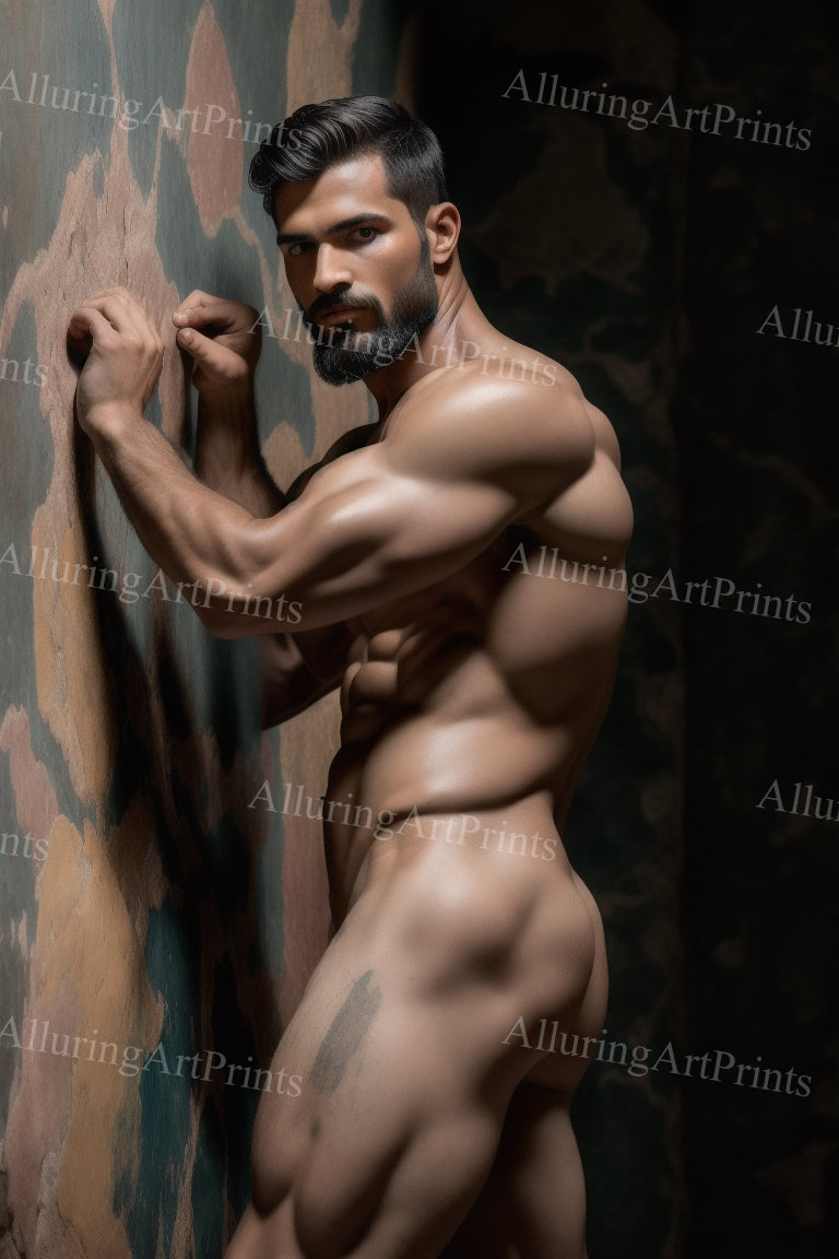 Nude Male Model Muscular Digital Art AI Fantasy - 141A
