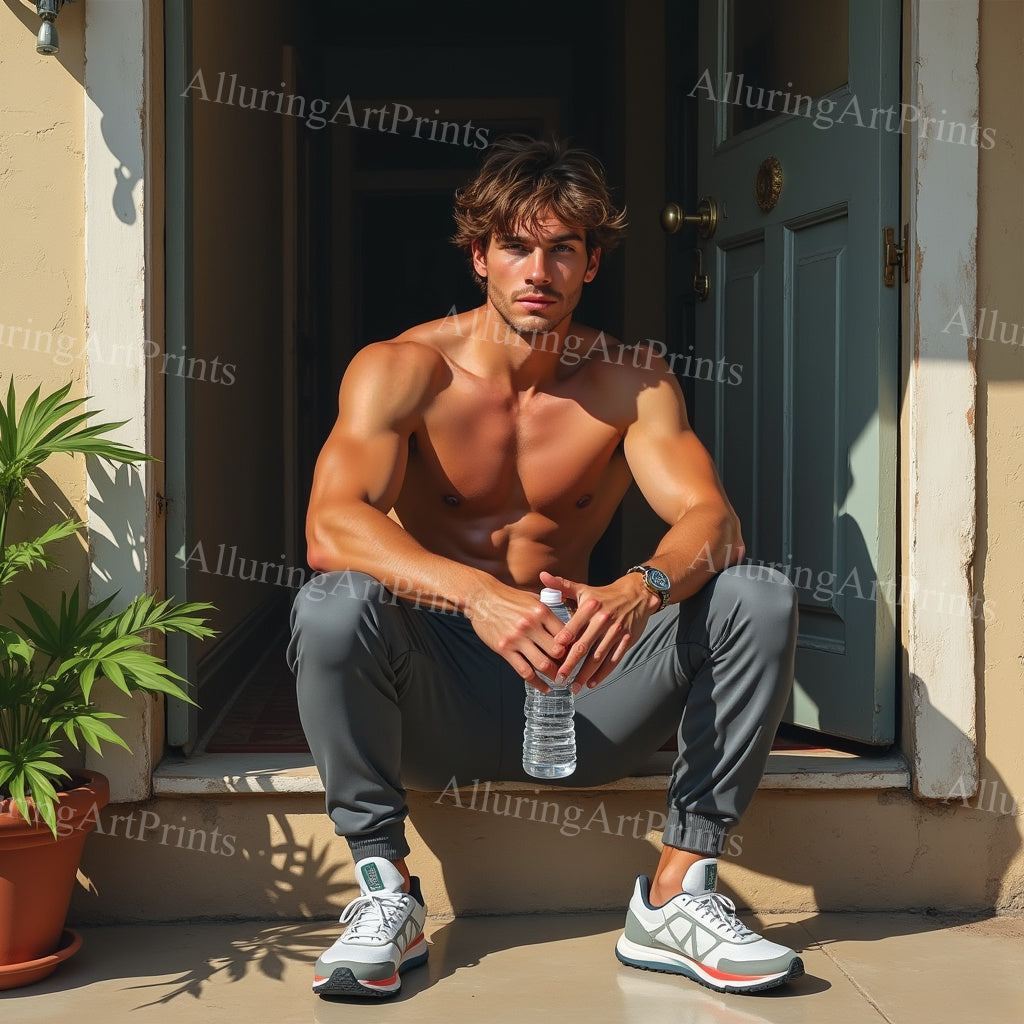 Male Model Muscular Digital Art AI Fantasy - 155A