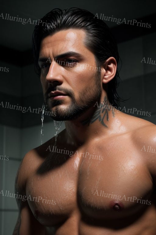 Male Model Muscular Digital Art AI Fantasy - 165A