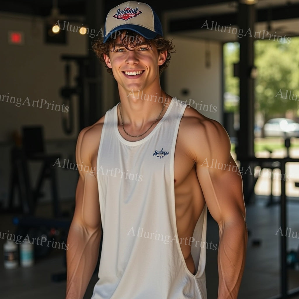 Male Model Muscular Digital Art AI Fantasy - 175A