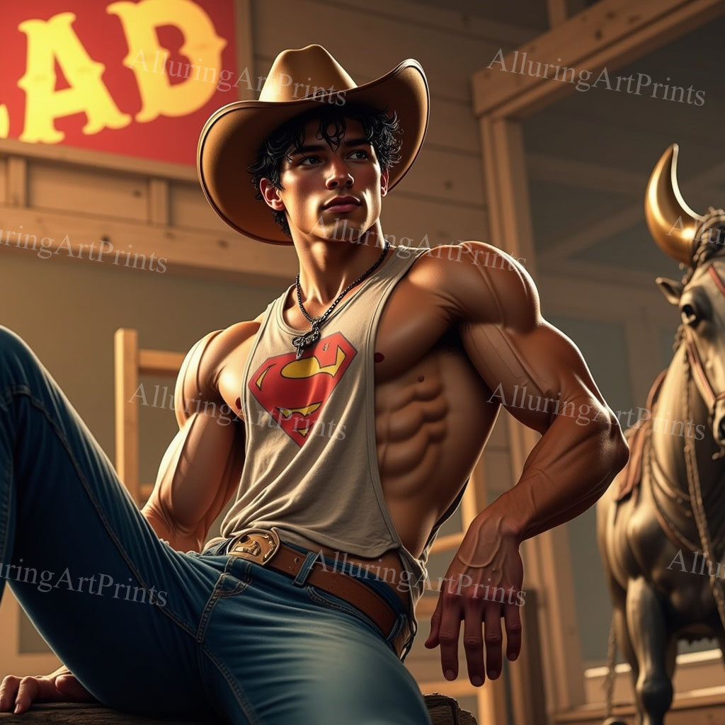 Male Model Muscular Digital Art AI Fantasy - 180A