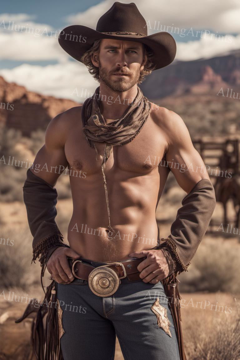 Male Model Muscular Digital Art AI Fantasy - 189A