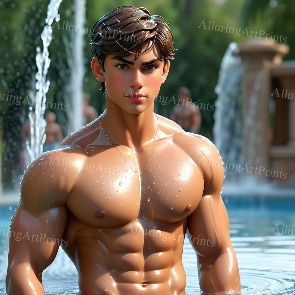 Male Models Muscular Digital Art AI Fantasy - 207A