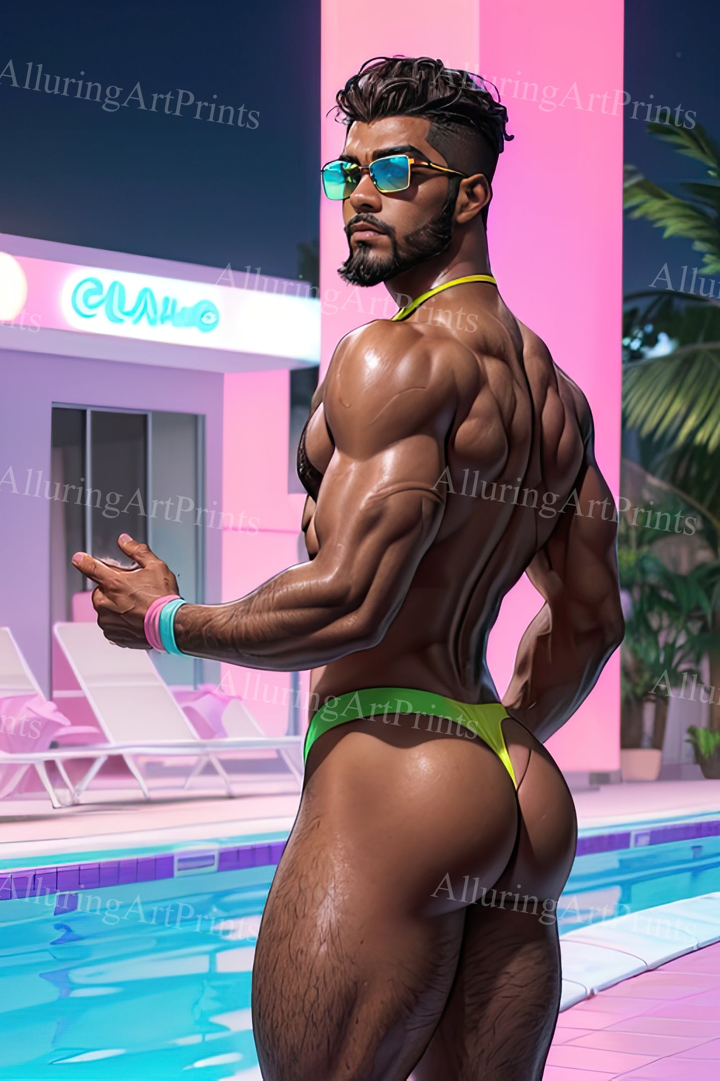 Male Model Muscular Digital Art AI Fantasy - 209A