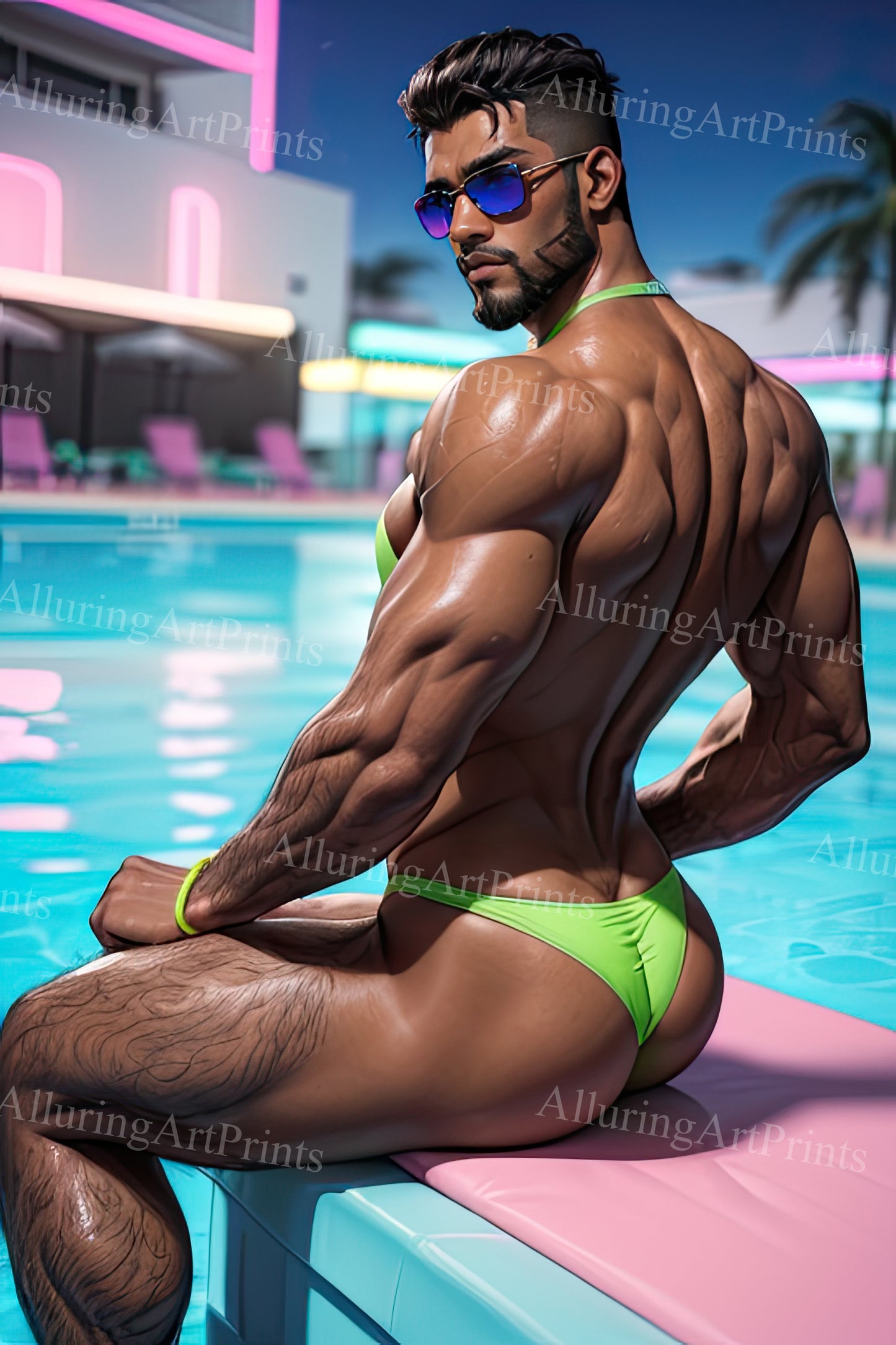 Male Model Muscular Digital Art AI Fantasy - 210A