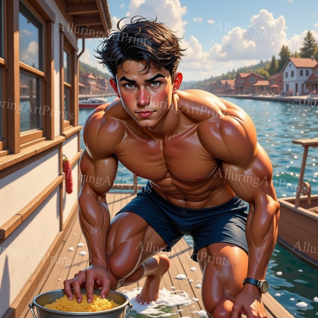 Male Model Muscular Digital Art AI Fantasy - 236A