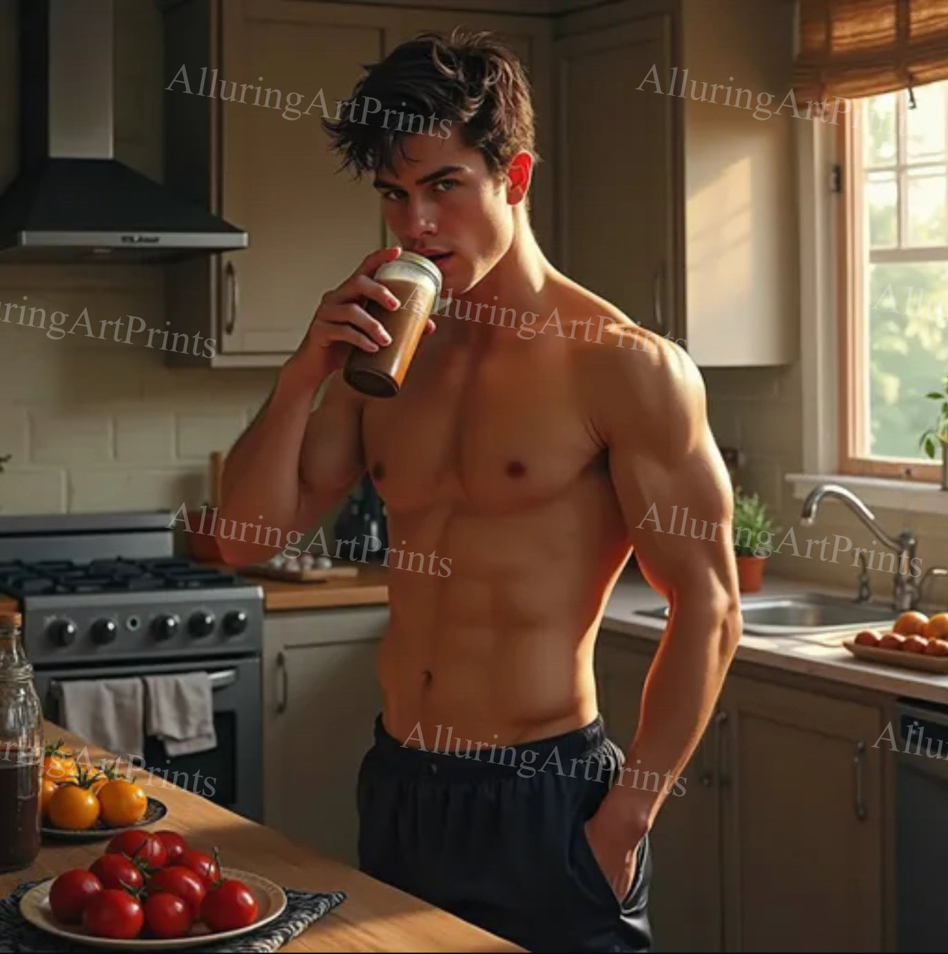 Male Model Slender Digital Art AI Fantasy - 475A