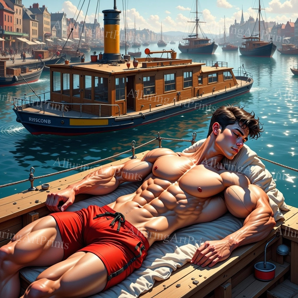 Male Model Muscular Digital Art AI Fantasy - 59A
