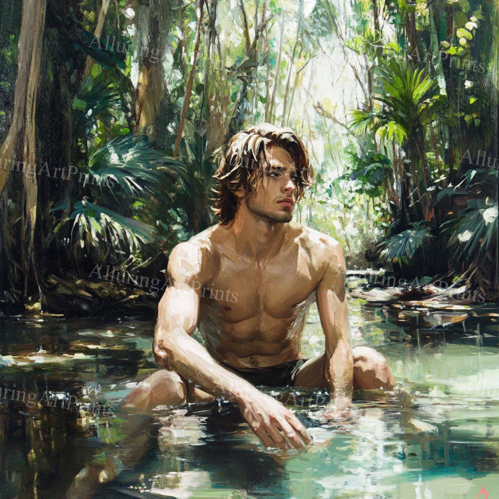 Male Model Muscular Digital Art AI Fantasy - 63A