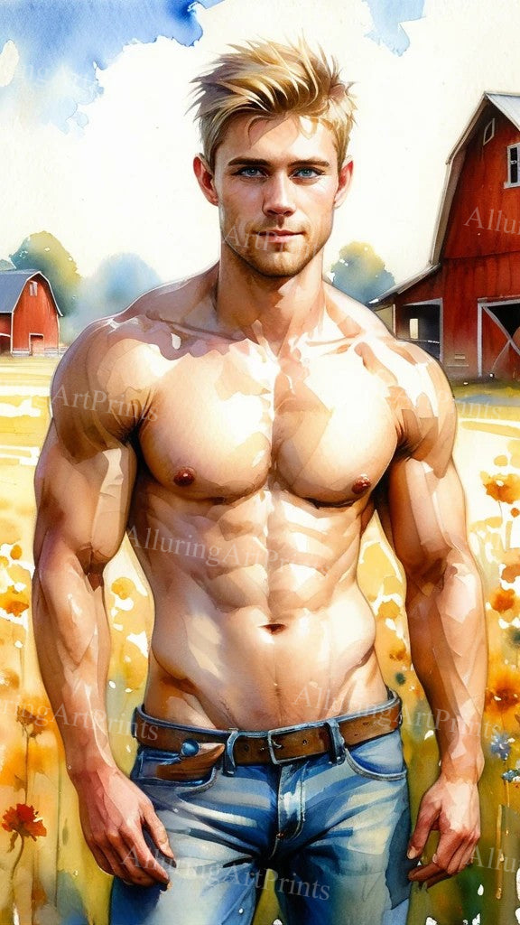 Male Model Muscular Digital Art AI Fantasy - 69A