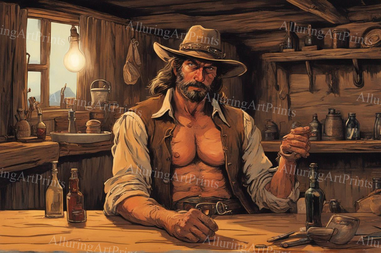 Male Model Muscular Digital Art AI Fantasy - 74A