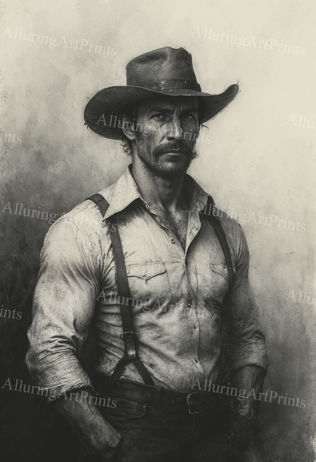 Male Model Muscular Digital Art AI Fantasy - 81A