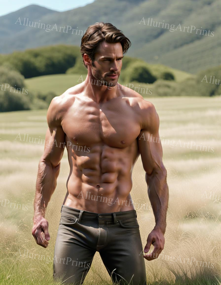 Male Model Muscular Digital Art AI Fantasy - A828