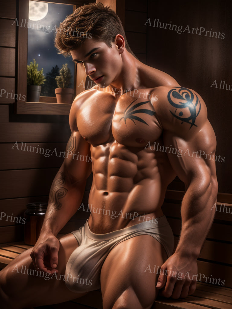 Male Model Muscular Digital Art AI Fantasy - A838