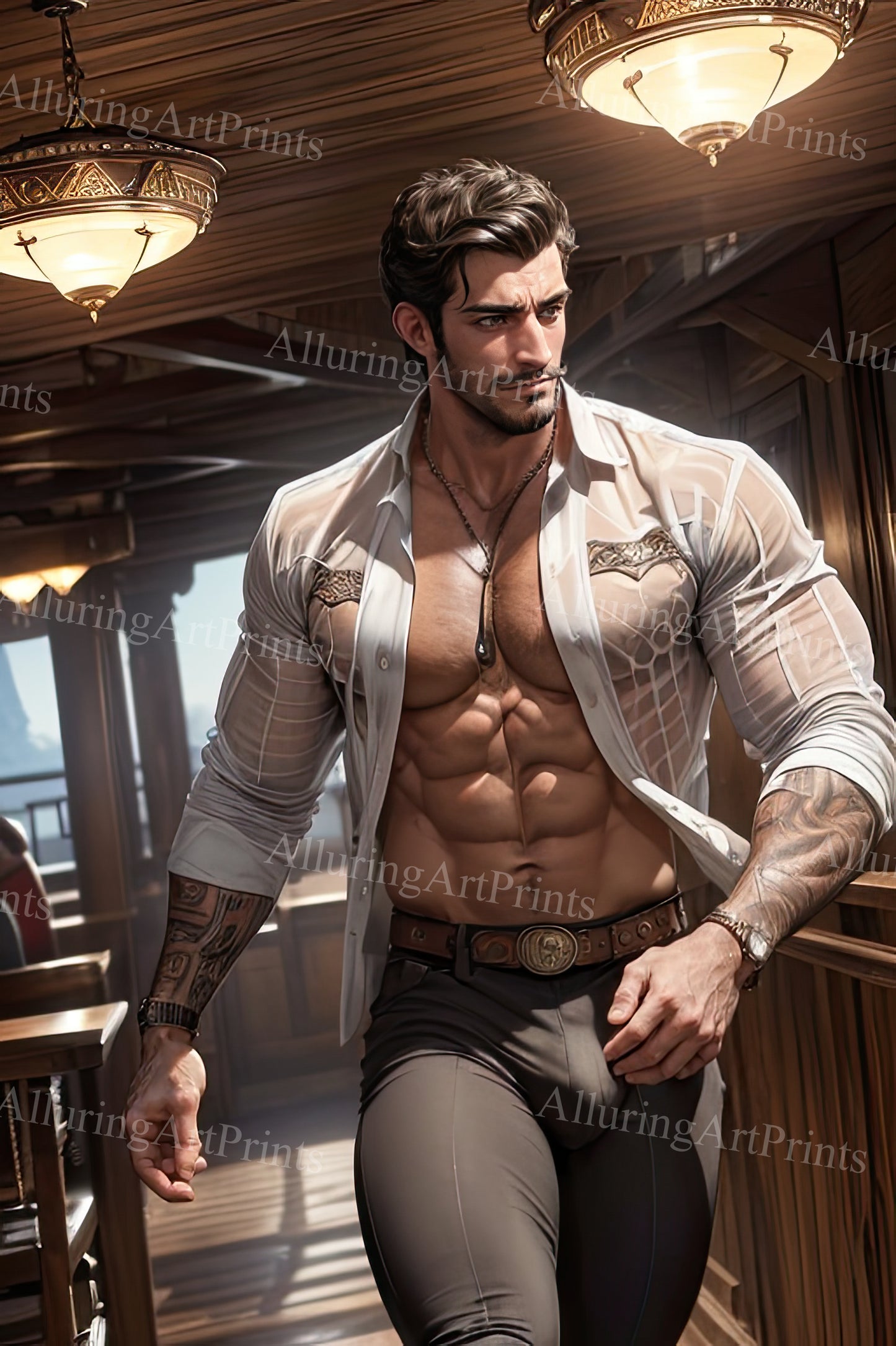 Male Model Muscular Digital Art AI Fantasy - A846