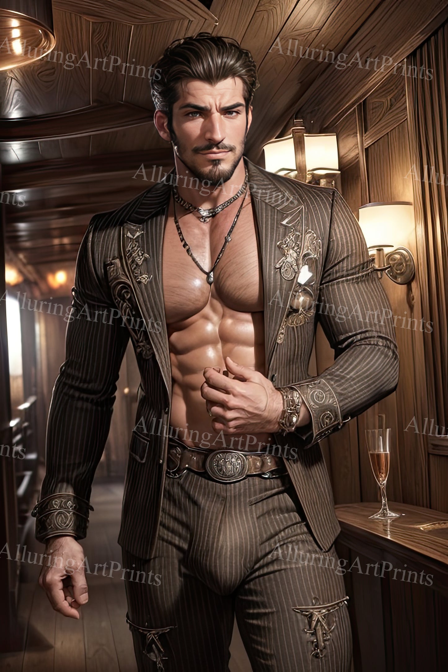 Male Model Muscular Digital Art AI Fantasy - A849