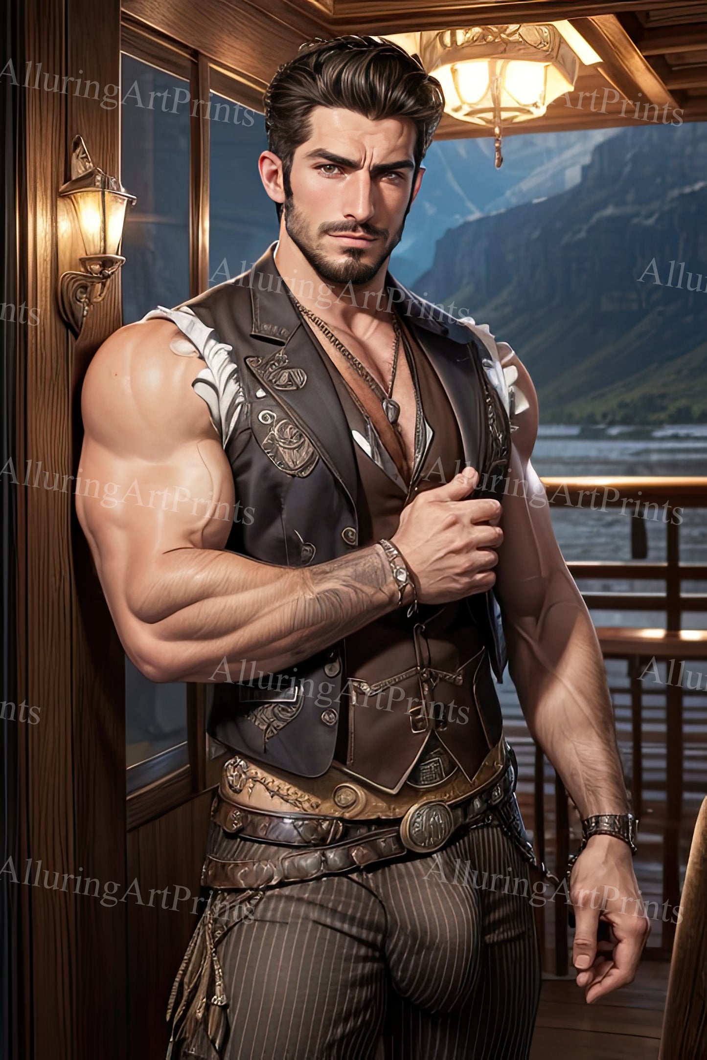 Male Model Muscular Digital Art AI Fantasy - A852