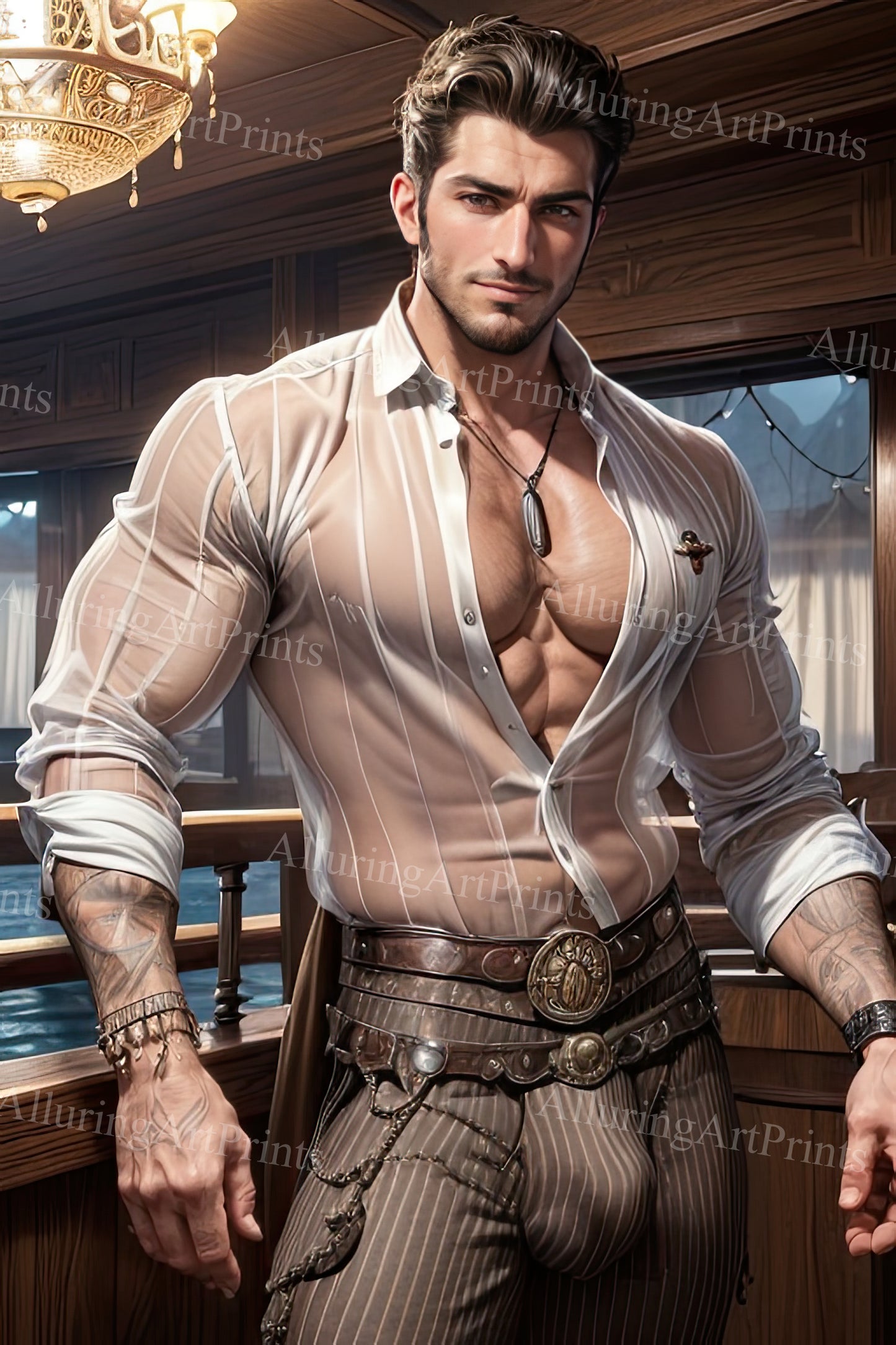 Male Model Muscular Digital Art AI Fantasy - A863