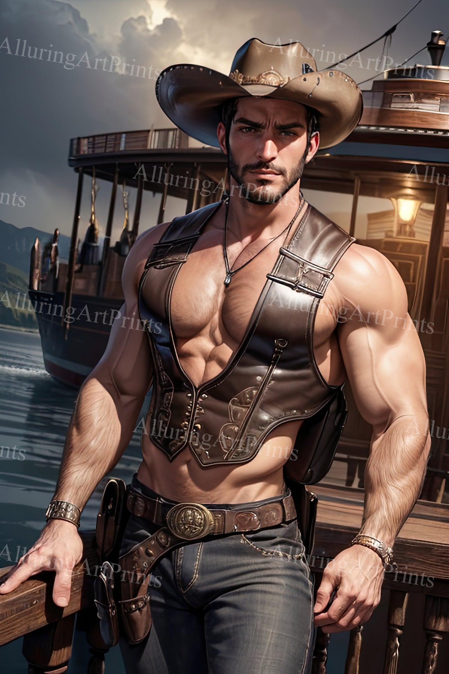 Male Model Muscular Digital Art AI Fantasy - A868