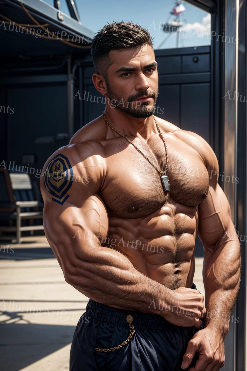 Male Model Muscular Digital Art AI Fantasy - A881