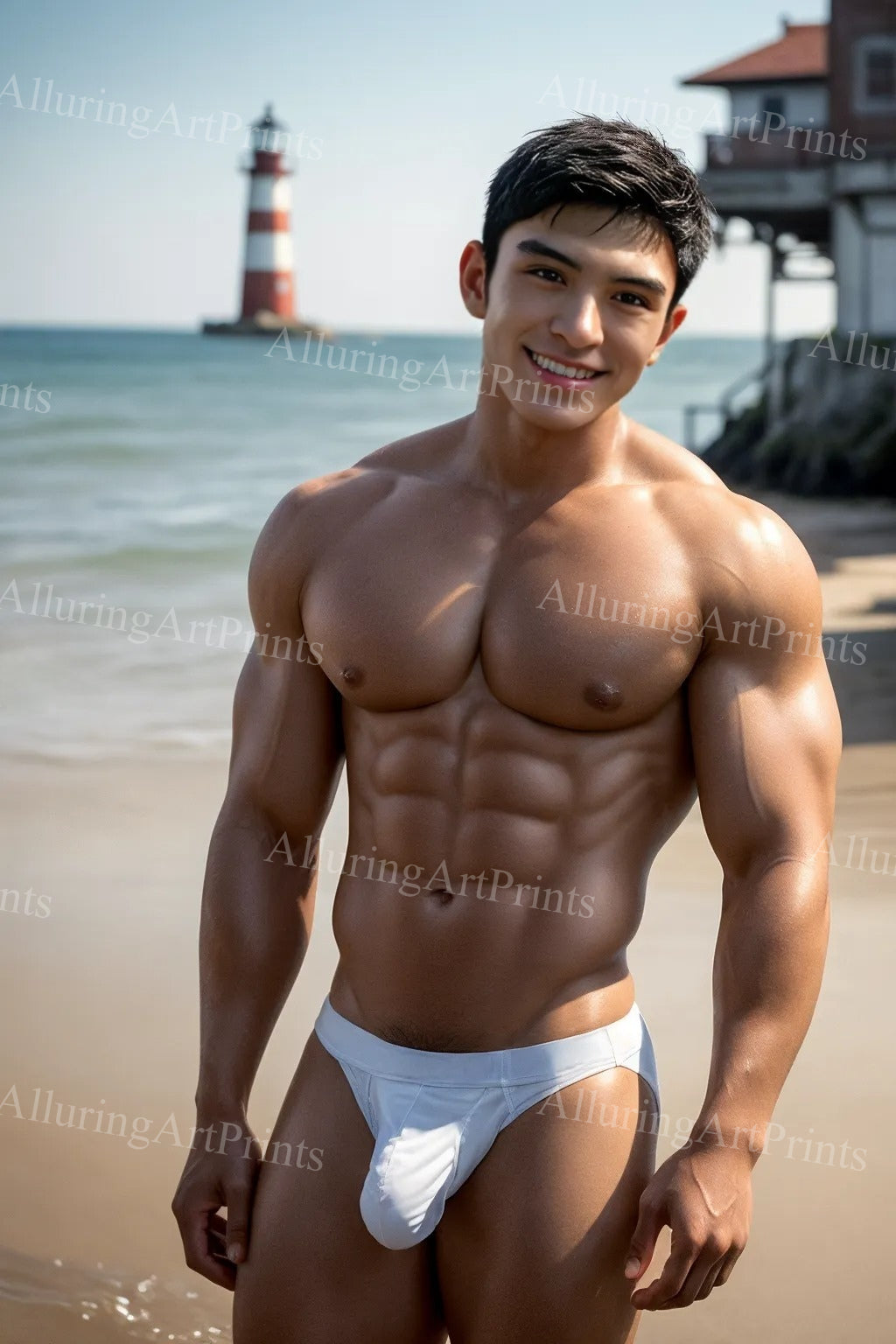 Male Model Muscular Digital Art AI Fantasy - 89A