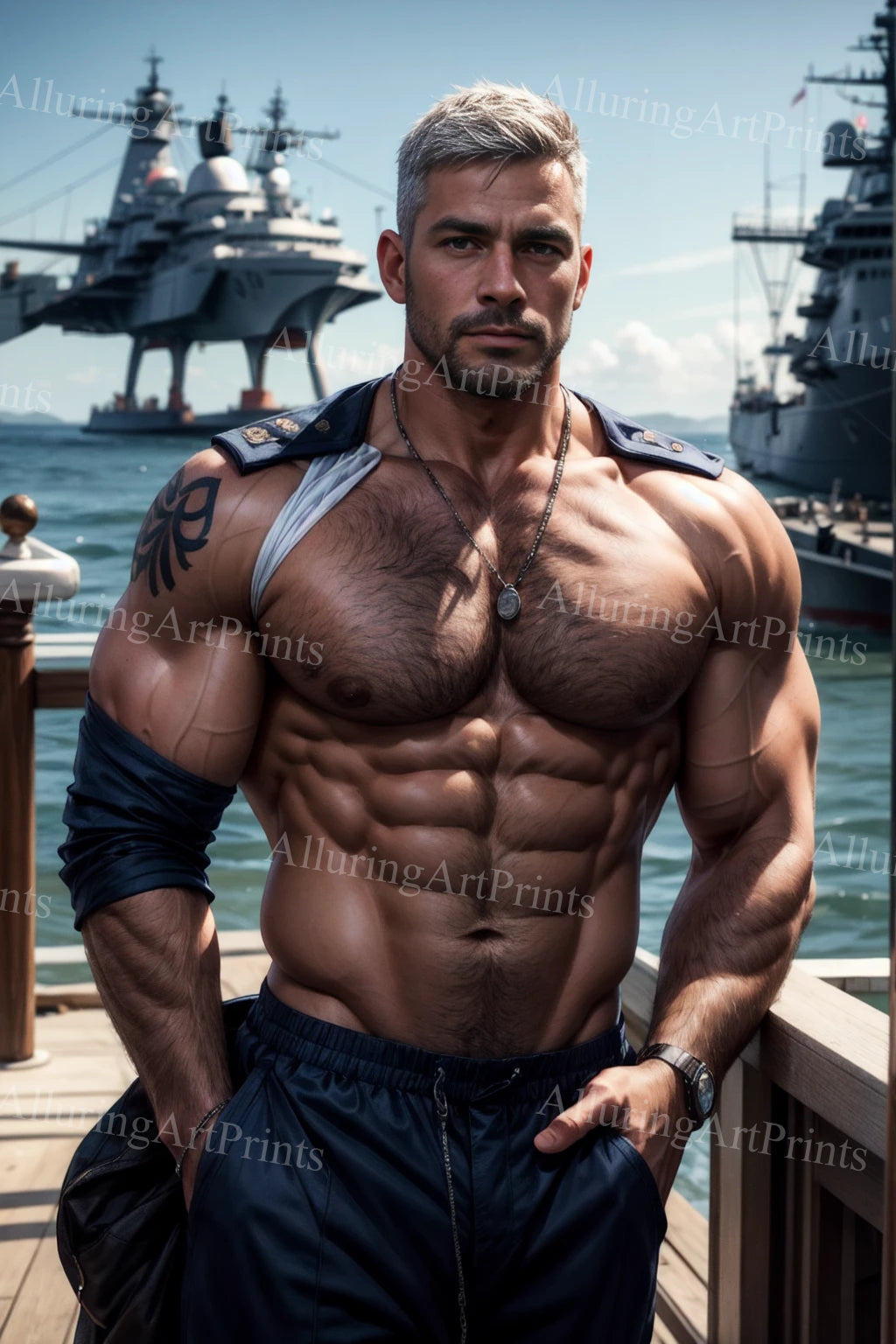 Male Model Muscular Digital Art AI Fantasy - A893