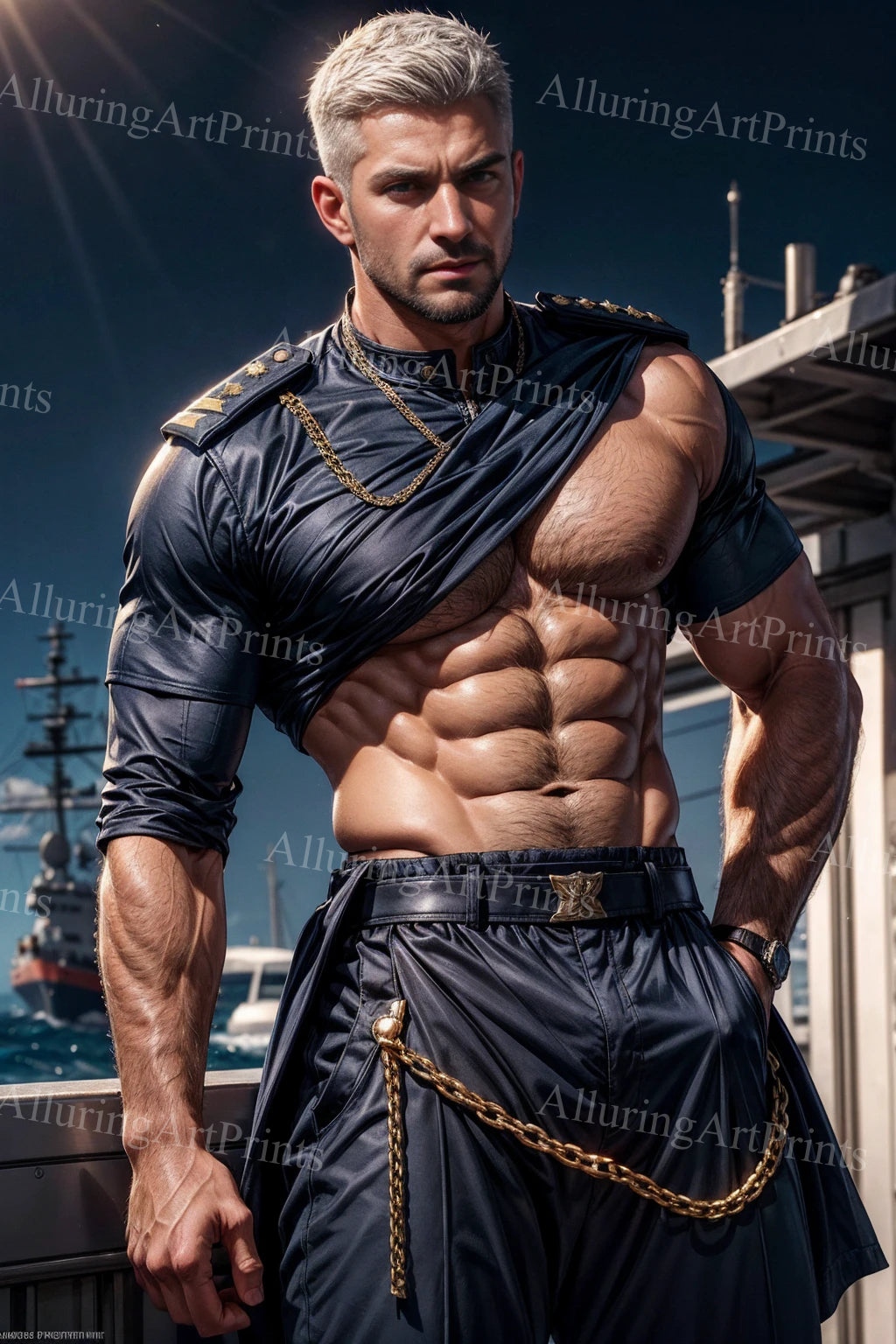 Male Model Muscular Digital Art AI Fantasy - A903