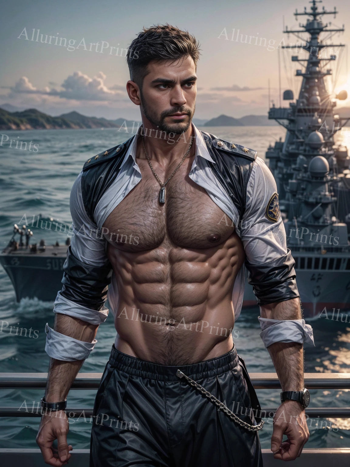 Male Model Muscular Digital Art AI Fantasy - A921