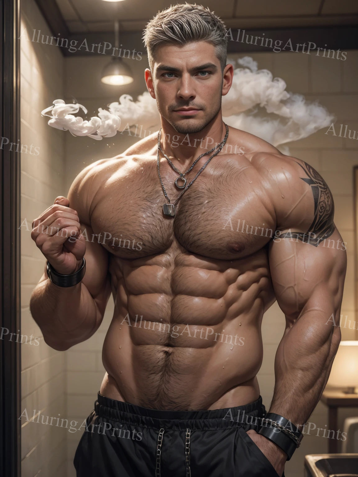 Male Model Muscular Digital Art AI Fantasy - A945