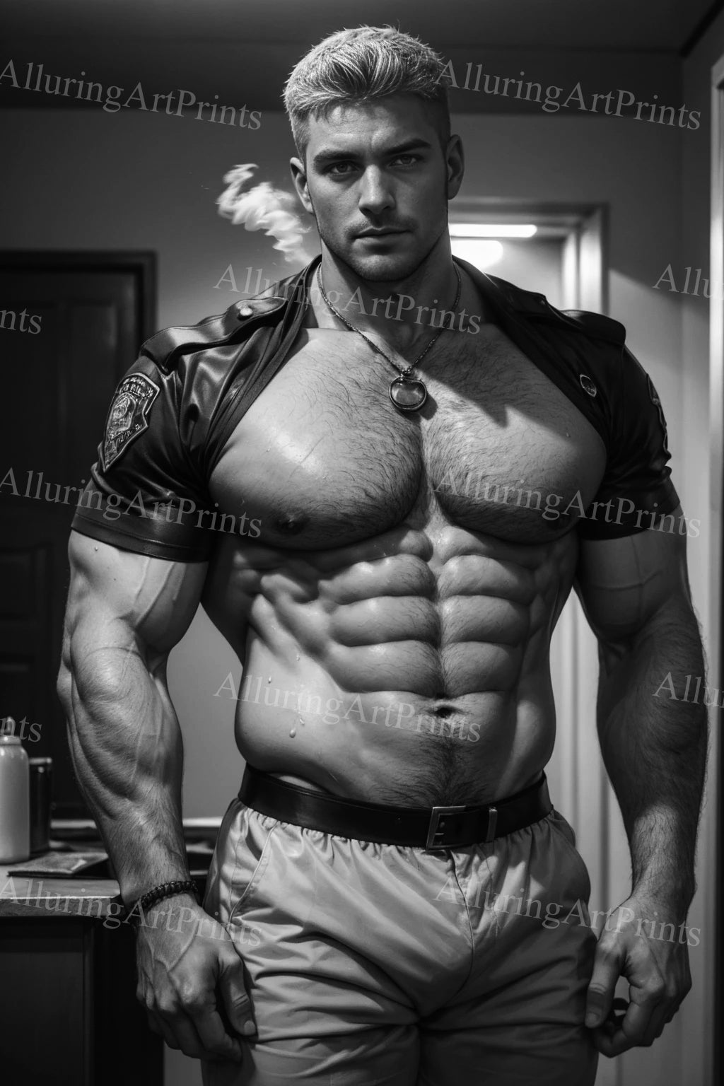 Male Model Muscular Digital Art AI Fantasy - A954