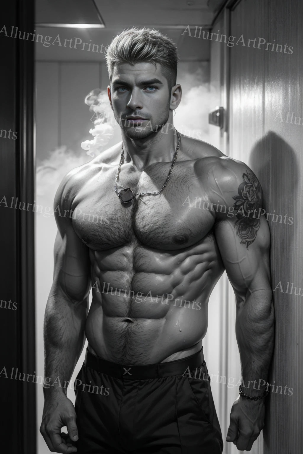 Male Model Muscular Digital Art AI Fantasy - A955
