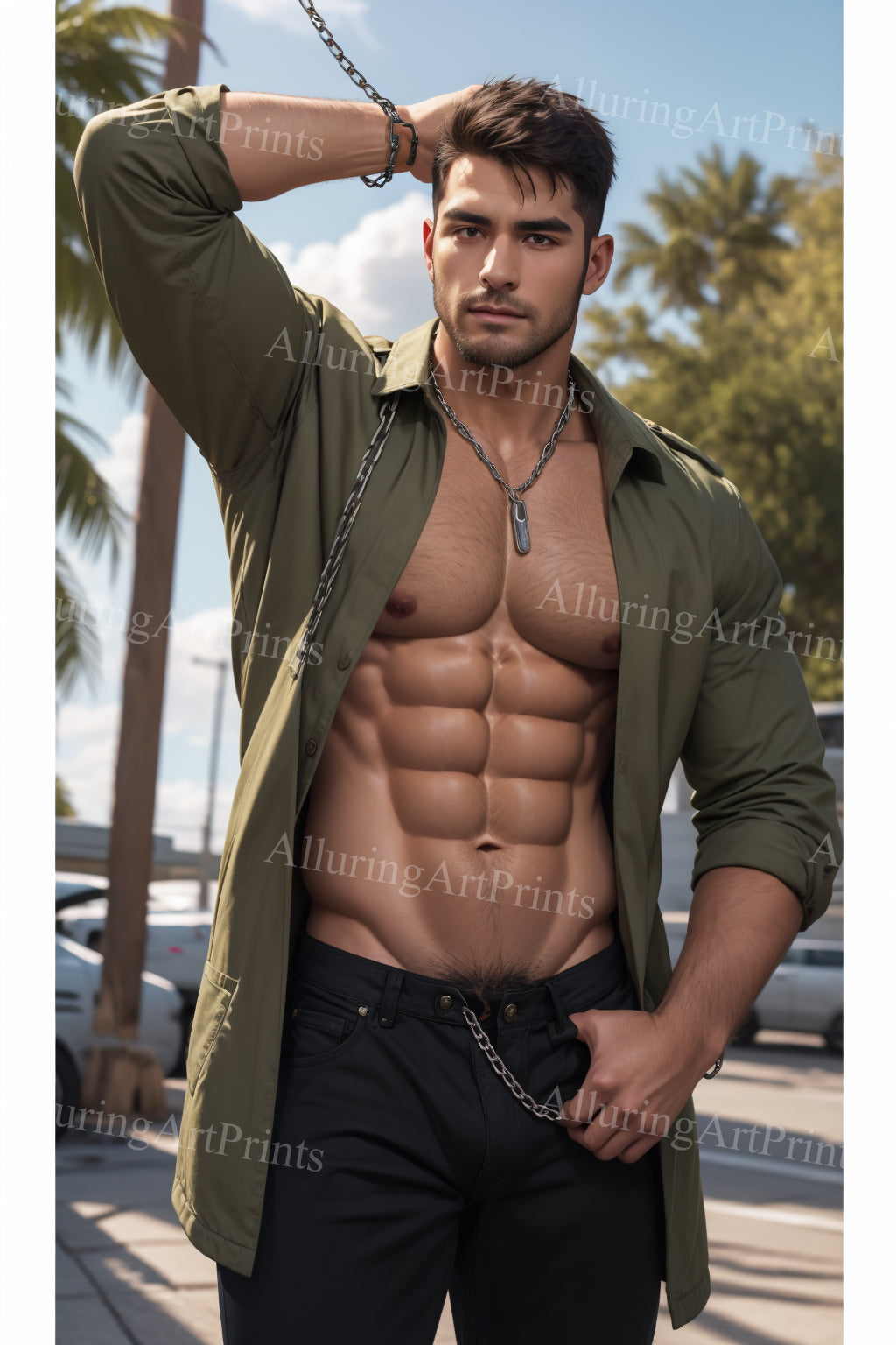 Male Model Muscular Digital Art AI Fantasy - 113B