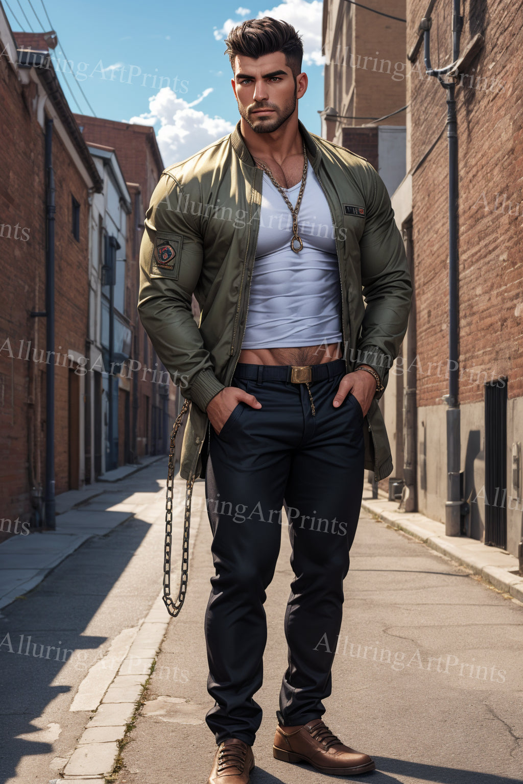 Male Model Muscular Digital Art AI Fantasy - 133B